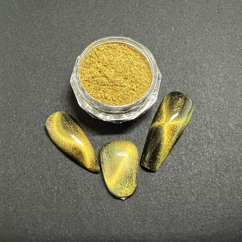 3D Gold Cat Eye Magnetic Powder Polish – Stunning Metallic Nails