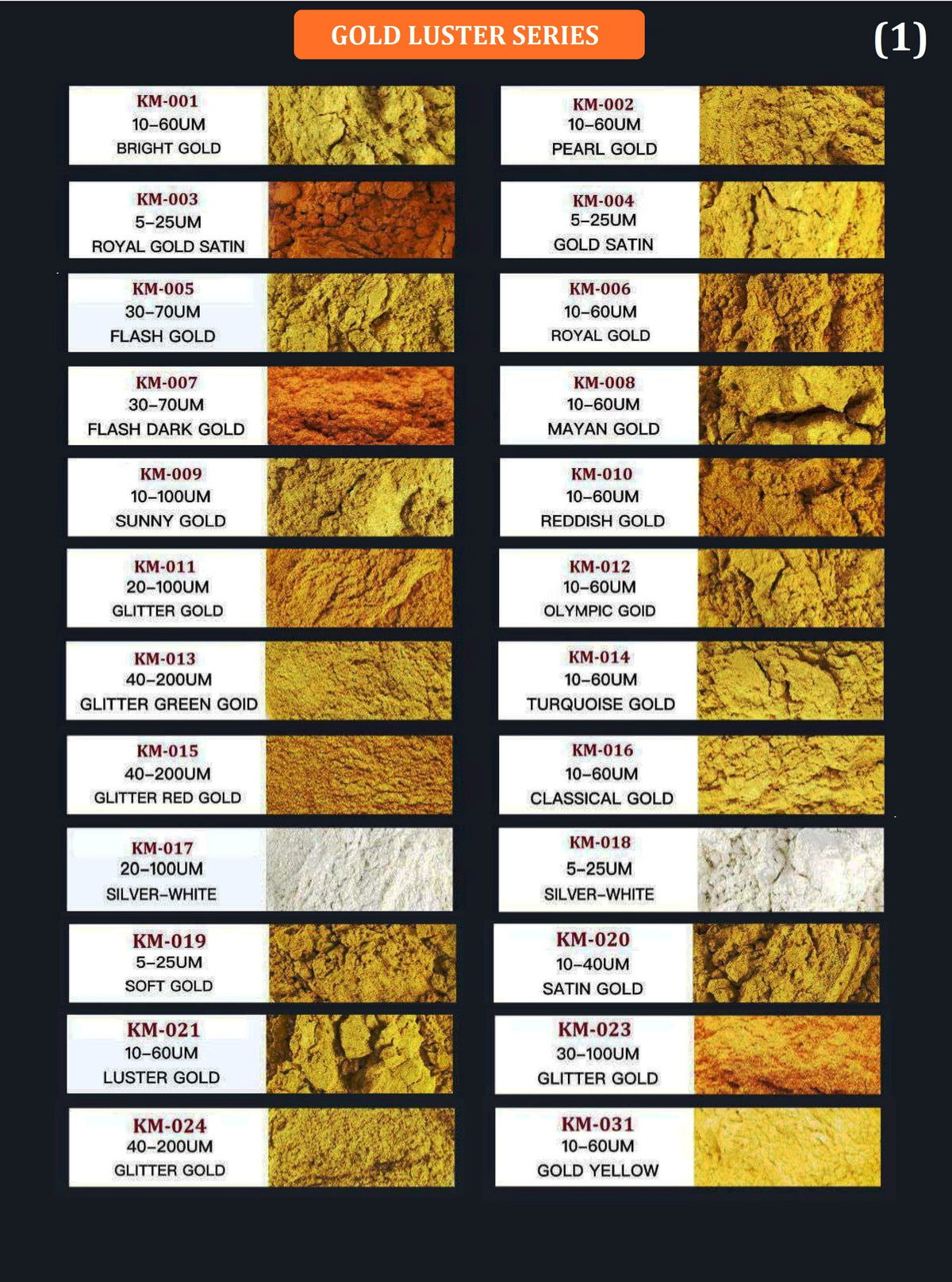 sample of Pearl and Matte pigments ( Any 6 shades x 25 G each )