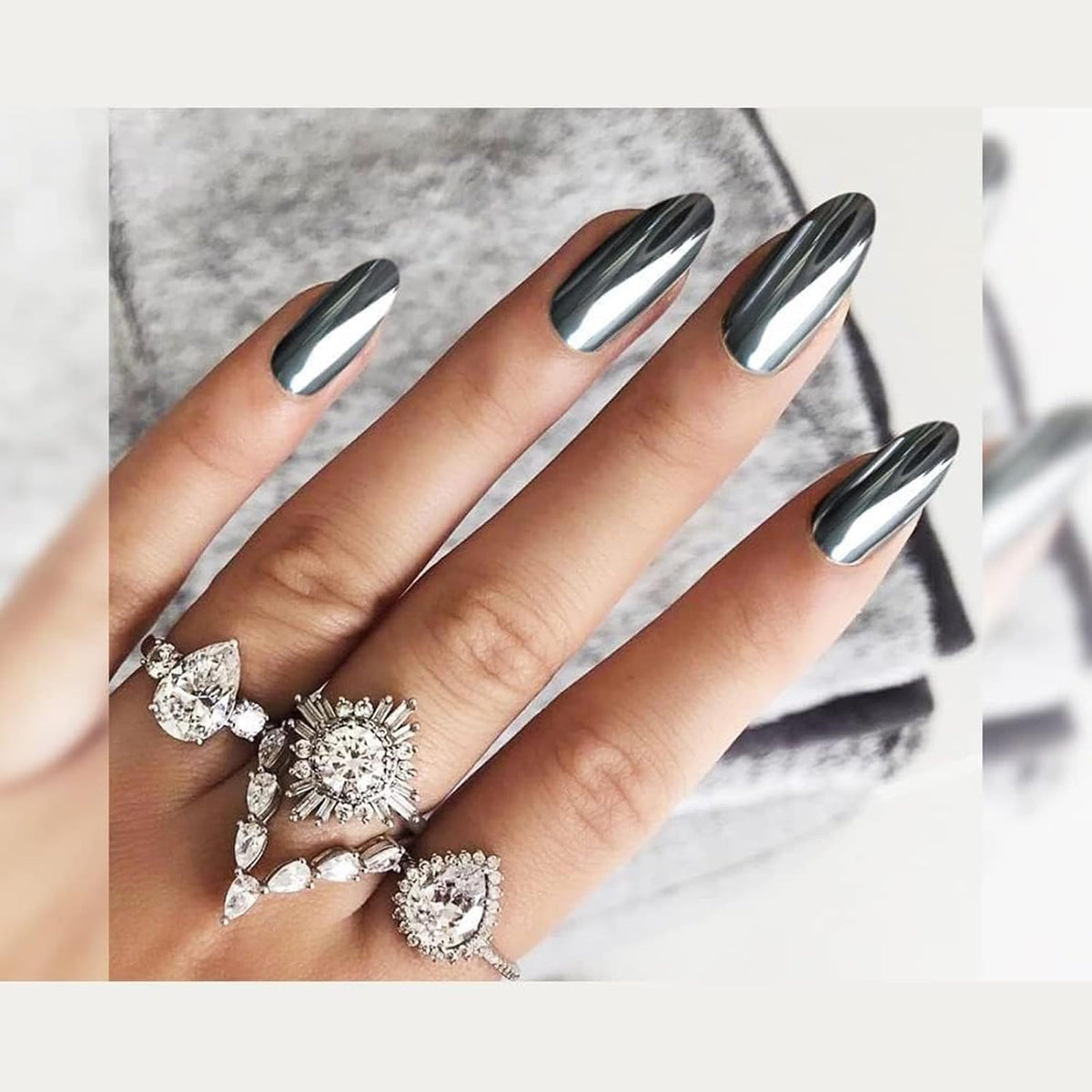 Silver Chrome Pure Powder Mirror Effect Nail Powder Pigments