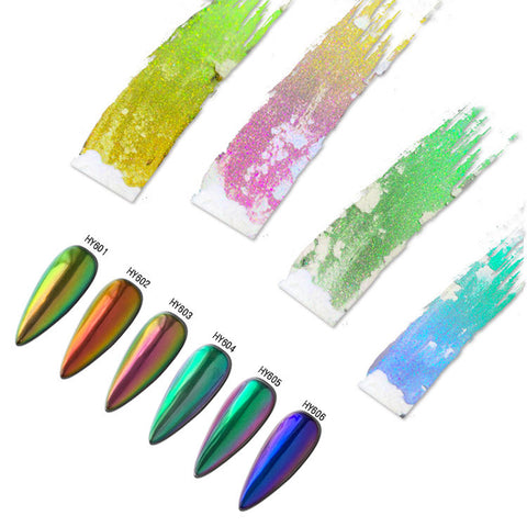 Hypershift Pigment Powder With Black Base and White Base Auto Paint,Nail Art & Car Paint (Combo Of 6 Color)
